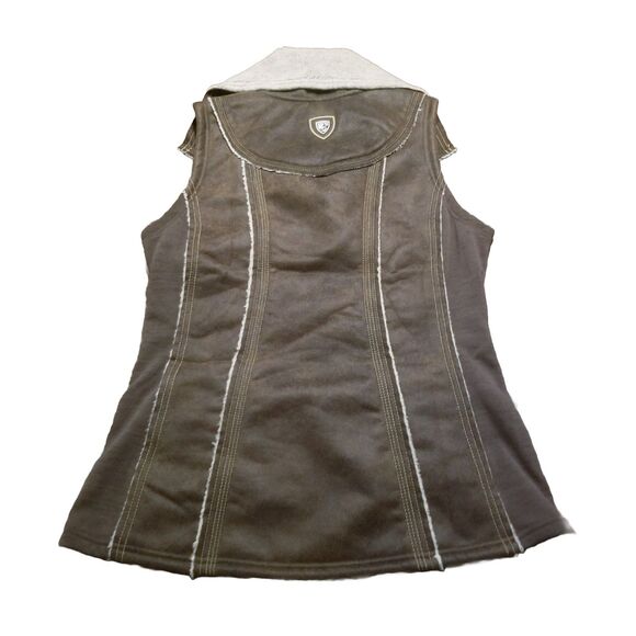 Kuhl Dani Sherpa Vest Women Size M Brown Faux Suede Wool Blend Lining Projekt - Picture 3 of 5